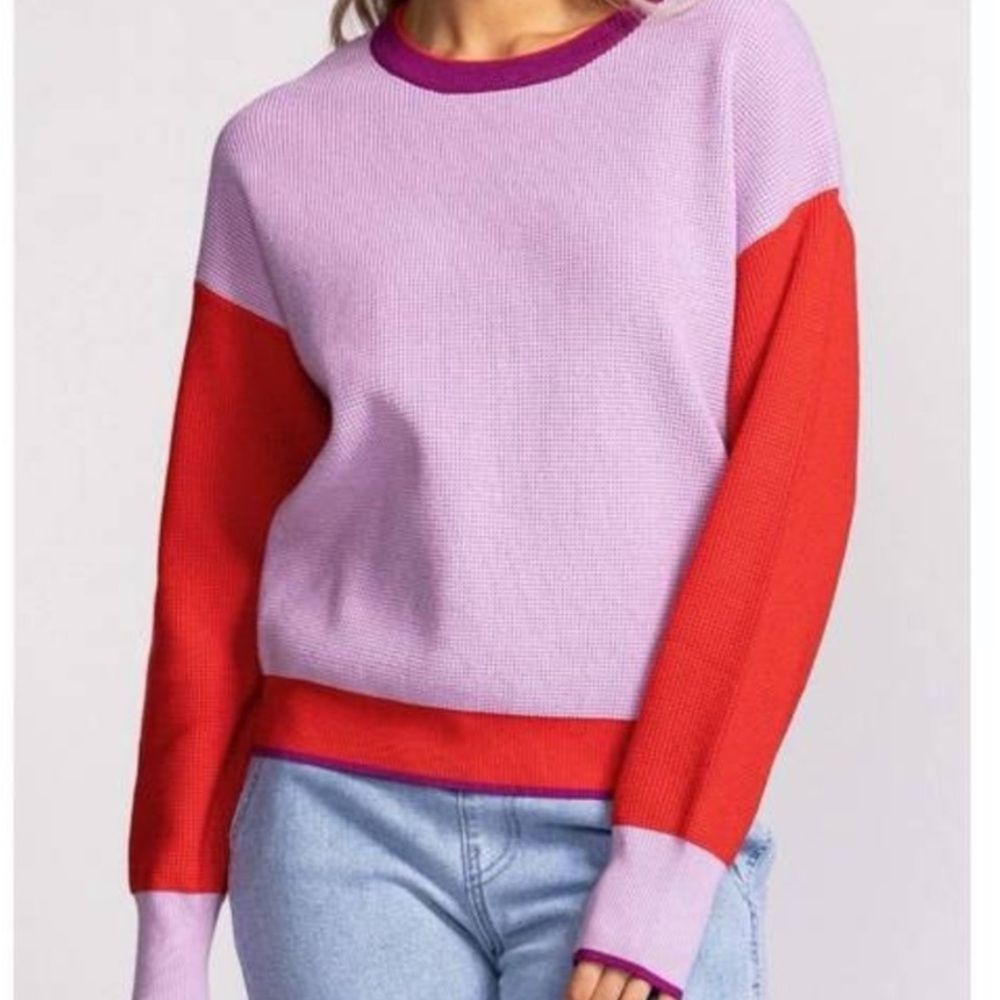 Pink Martini Red and Purple Colorblock Mia Sweater